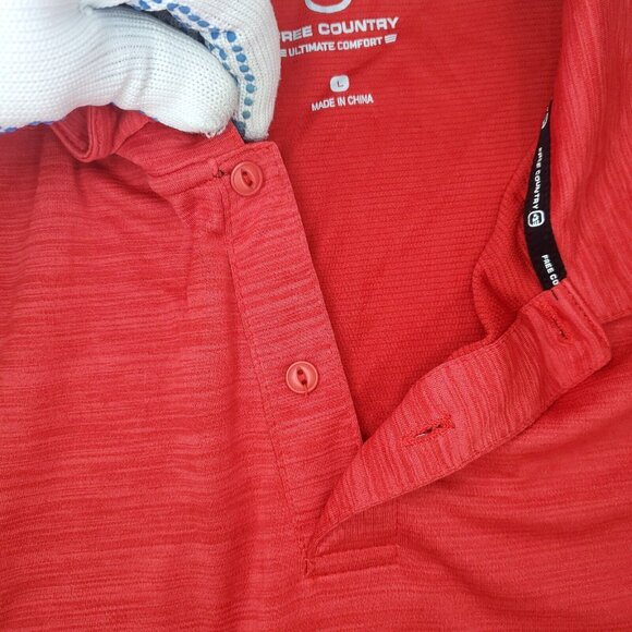 Free Country Polo Shirt Mens Large Red Ultimate Comfort Golf Short Sleeve - Picture 2 of 12